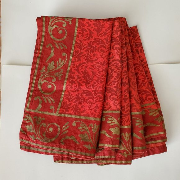 Pier 1 Imports Cloth Napkins, Set of 6, Scroll Red Gold Cotton 20x20 EUC - Picture 1 of 4